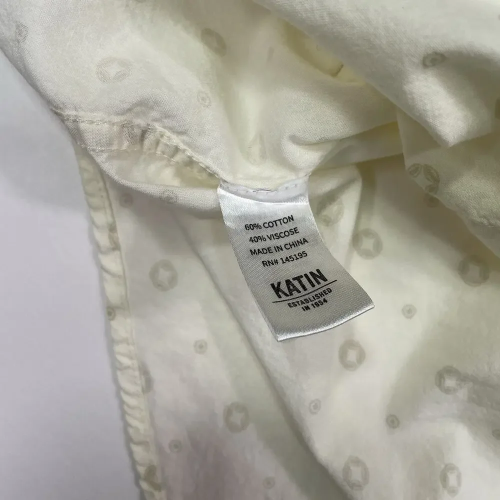 Katin Button Up Shirt Men’s Medium Short Sleeve Cream Print AOP Casual